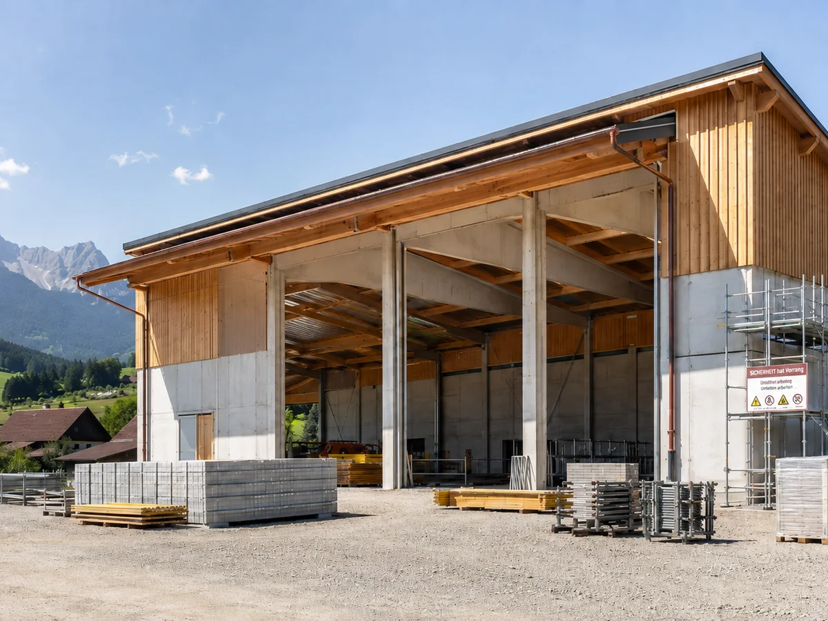 Landwirtschaftliche Wirtschaftsgebäude-Halle im Bau